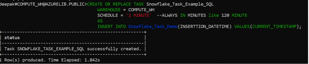 How to create Task in Snowflake - AzureLib.com